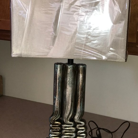 NEW-Antique Silver Table Lamp - Picture 1 of 1